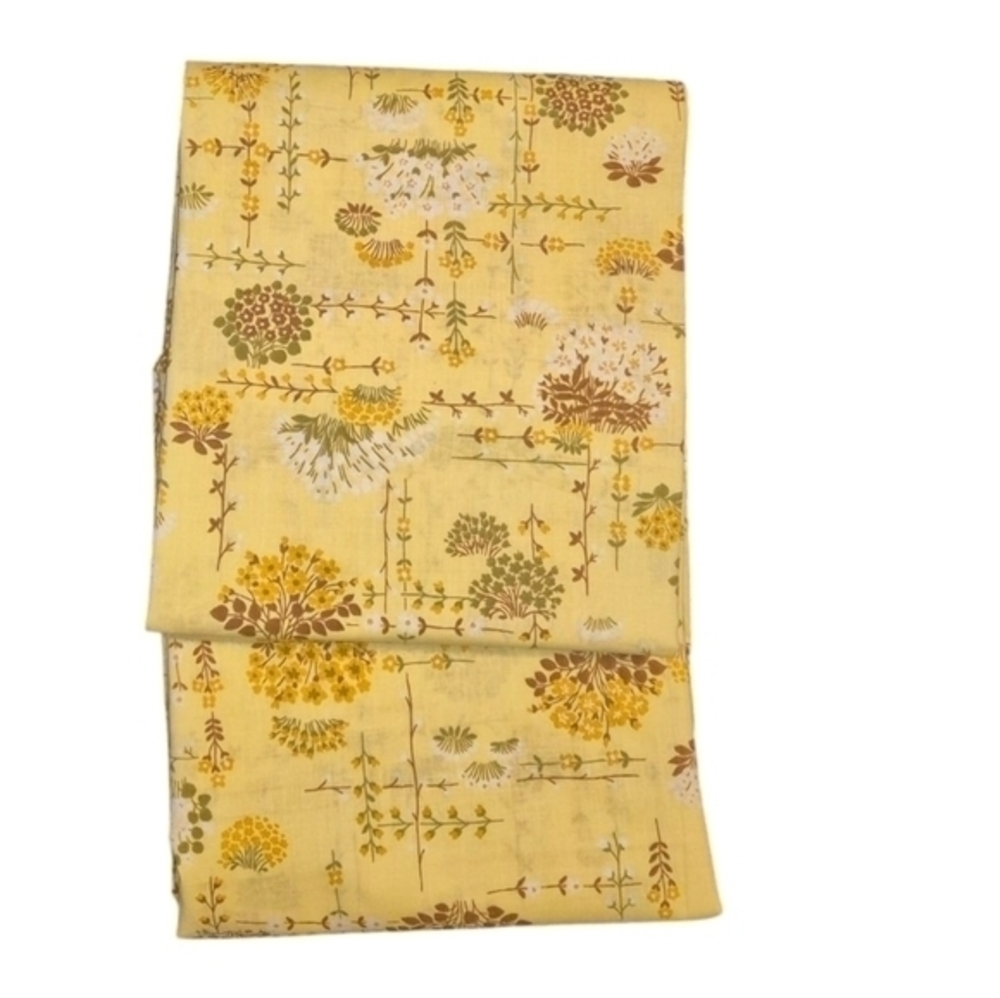 Vintage Thomaston Yellow Floral Muslin Full Flat Sheets MCM New